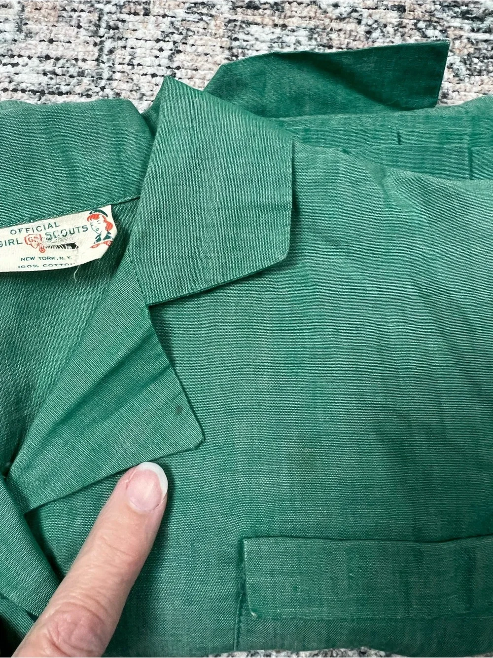 Vintage Official Girl Scout Dress 100% Cotton Green Girls 10/12